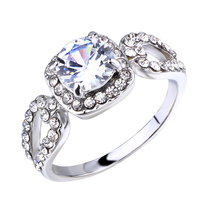 Women's Fashion Creative Square Diamond Engagement Popular Rings