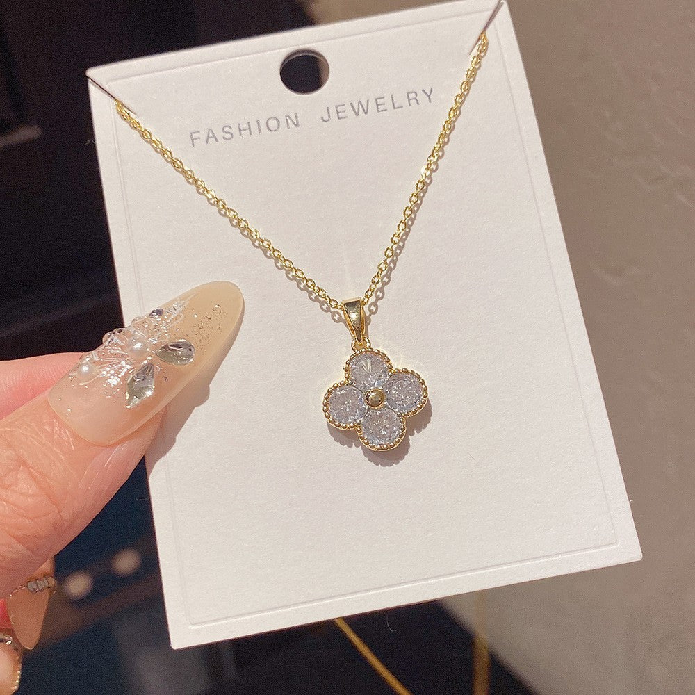 Women's Minority Simple Fashionable Elegant Zircon Clavicle Chain Titanium Steel Accessory Necklace