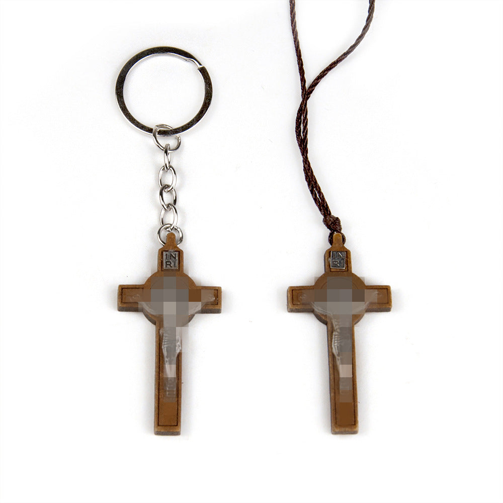 Popular Charming Cross Wooden Benedict Key Pendants
