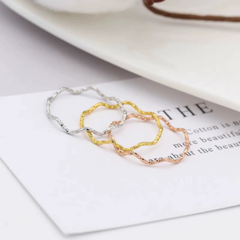 Steel Niche Extremely Fine Wave Twist Texture Joint Ring