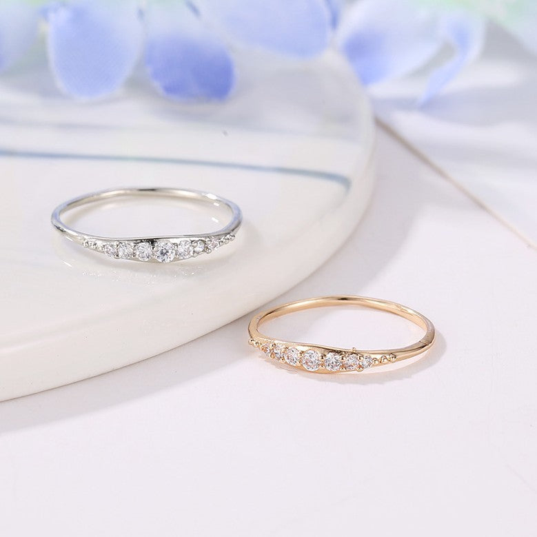 Style Fashion Simple Zircon Couple Diamond Graceful Electroplated Ring
