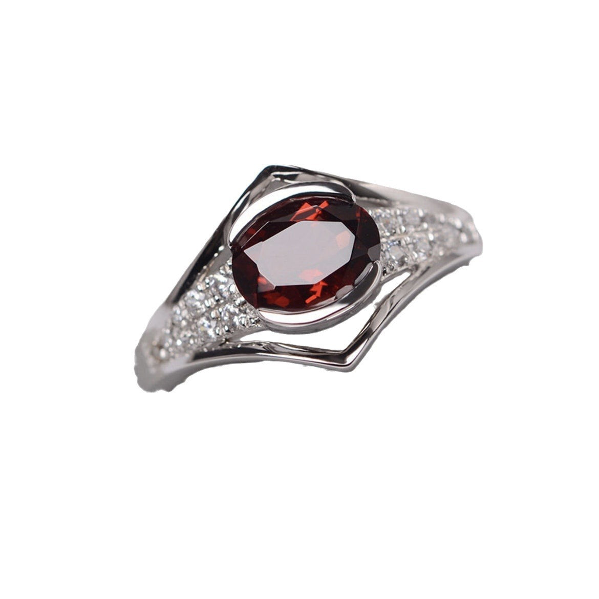 Women's Pomegranate Red Zircon Simple Fashion Hand Ring
