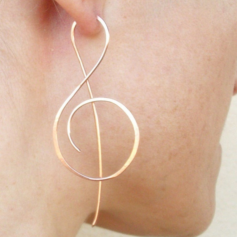 Charming Women's Rose Gold Note Holiday Earrings
