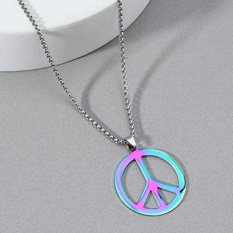Men's Titanium Steel Stainless Korean Style Sweater Chain Peace Necklace
