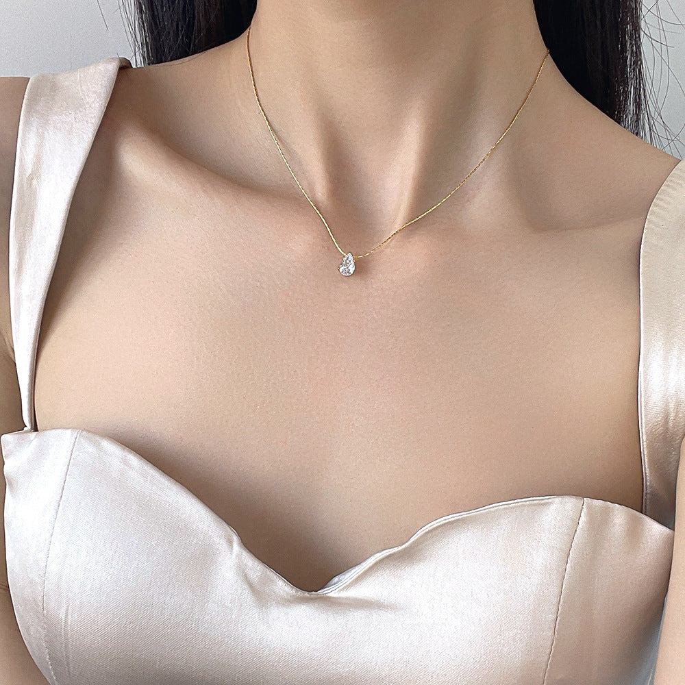 Drop-shaped Titanium Steel Gold Plated Simple Exquisite Clavicle Chain Necklace