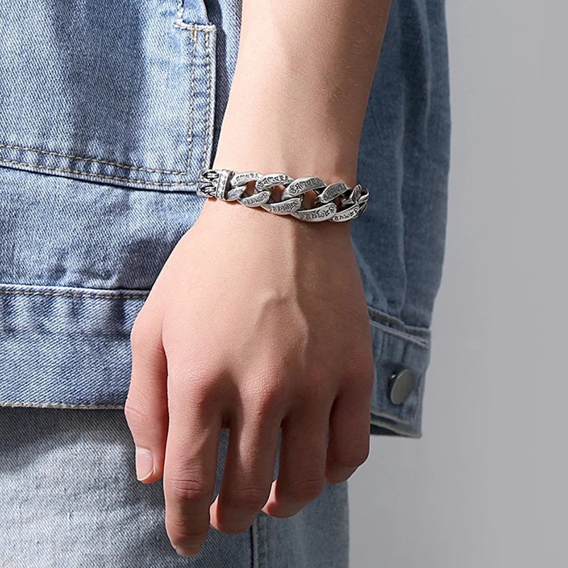 Men's Xi Ru Domineering Personalized Mantra Safety Pattern Lucky Bracelet