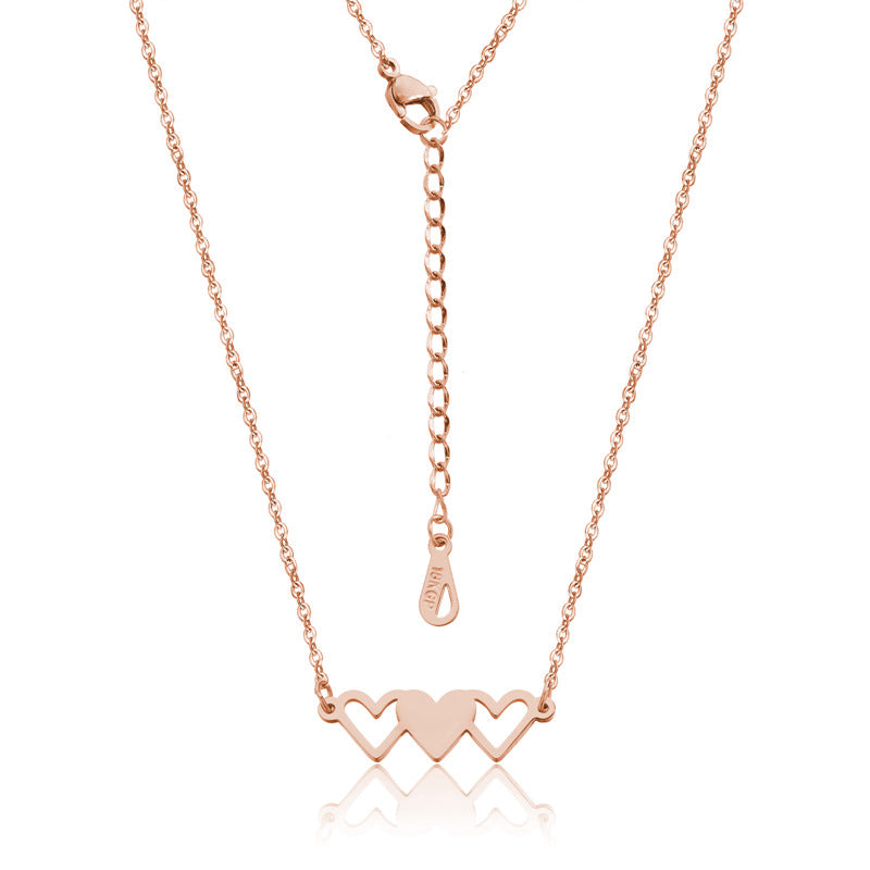 Sisters Family Peach Heart Three Titanium Necklaces