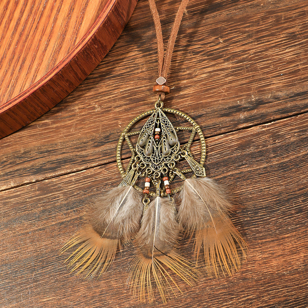 Sweater Chain Hand-woven Feather Scenic Spot Necklaces