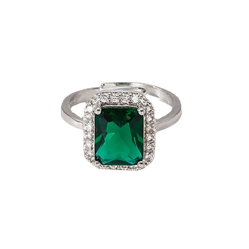 Women's & Men's Luxury High-grade Emerald Open Imitation Moissanite Stylish Rings