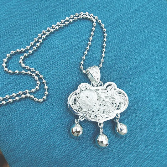 Minority Ethnic Style Female Alloy Imitation Sier Necklaces