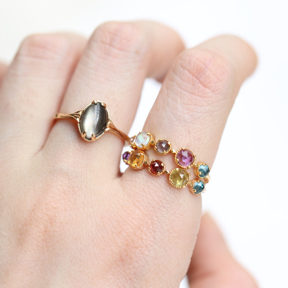 Jewelry Natural Crystal Black Butterfly Shell Rings