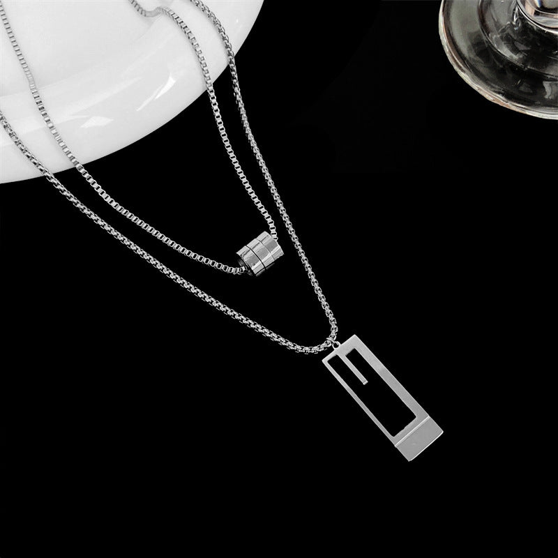 Sweater Chain Twin Long Titanium Steel Necklaces