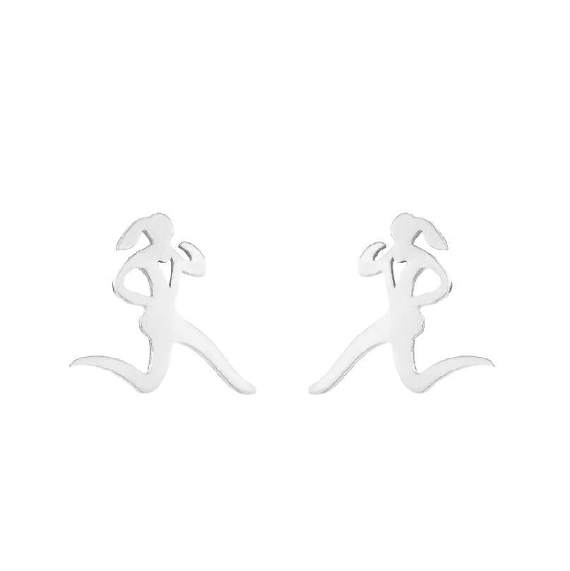 Niche Asymmetric Dog Eating Moon Christmas Deer Snowflake Ear Earrings