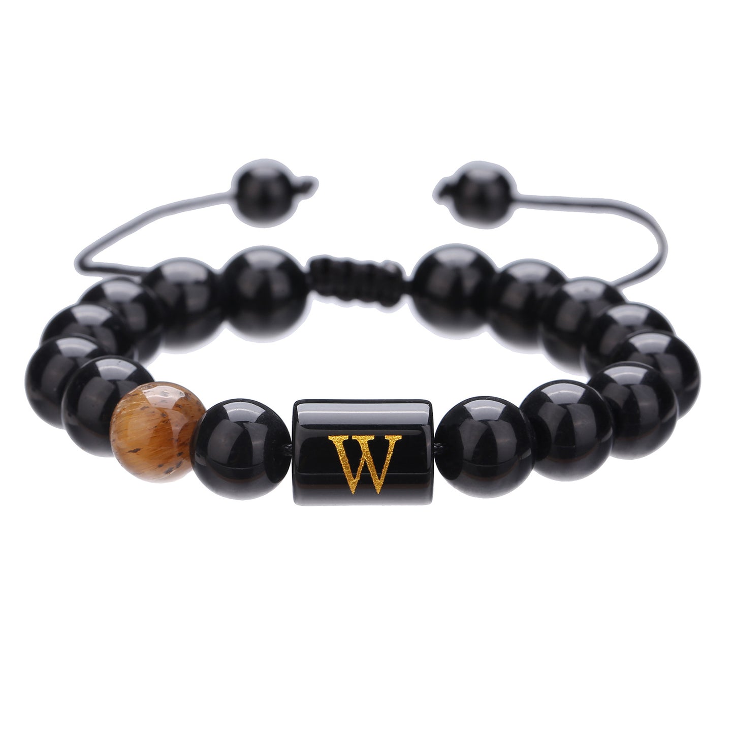 Live Streaming Black Agate Beads Male Letter Bracelets