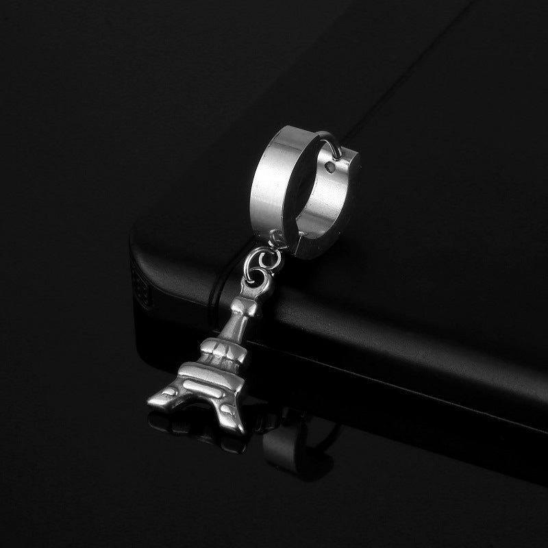Men's Titanium Steel Punk Hip Hop Clip Nail Stainless Ear Buckle