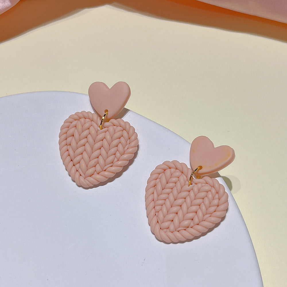 Women's Creative Weaving Polymer Clay French Minority High-grade Stud Earrings