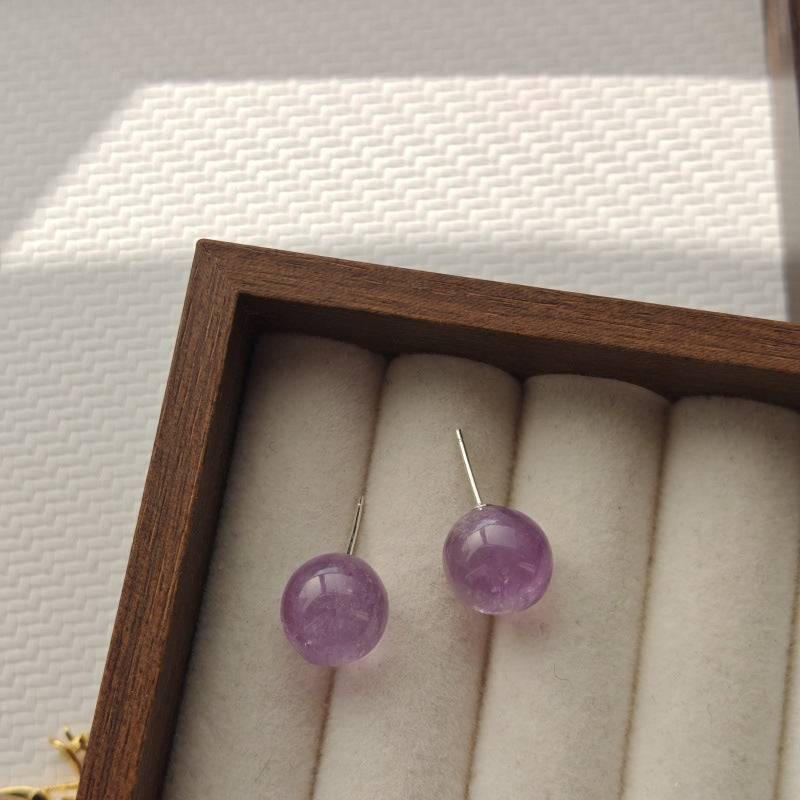 Amethyst Pink Crystal White Sier High Heels Daily Earrings
