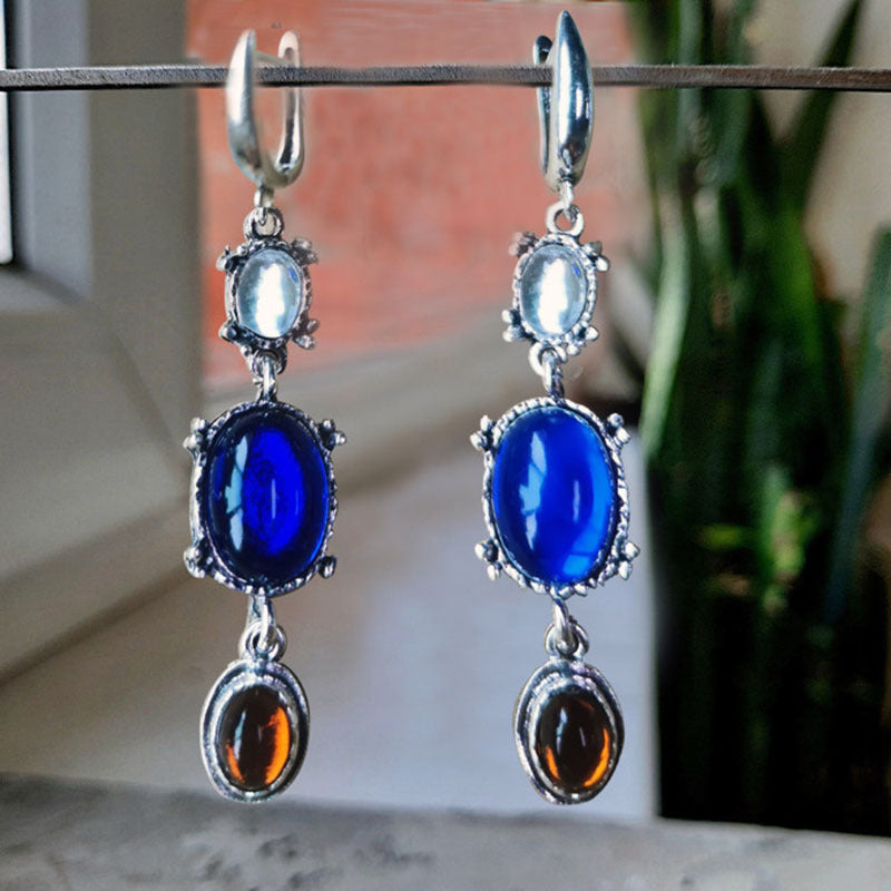 Durable Drop-shaped Blue Gem Handmade Drop Rings