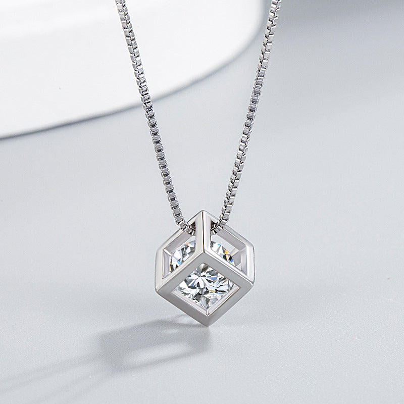 Cube Female Rhinestone Zircon Square Window Pendants