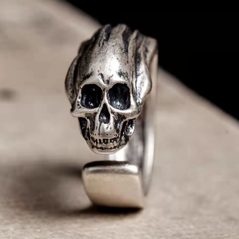 Men's Titanium Steel Skull Vintage Trendy Personality Punk Claw Animal Bamboo Ring