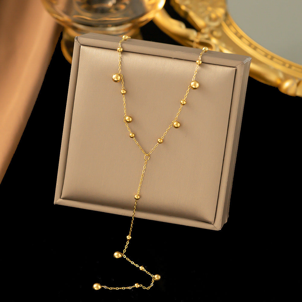 Women's Gold Plated Long Fringe Bead Necklaces