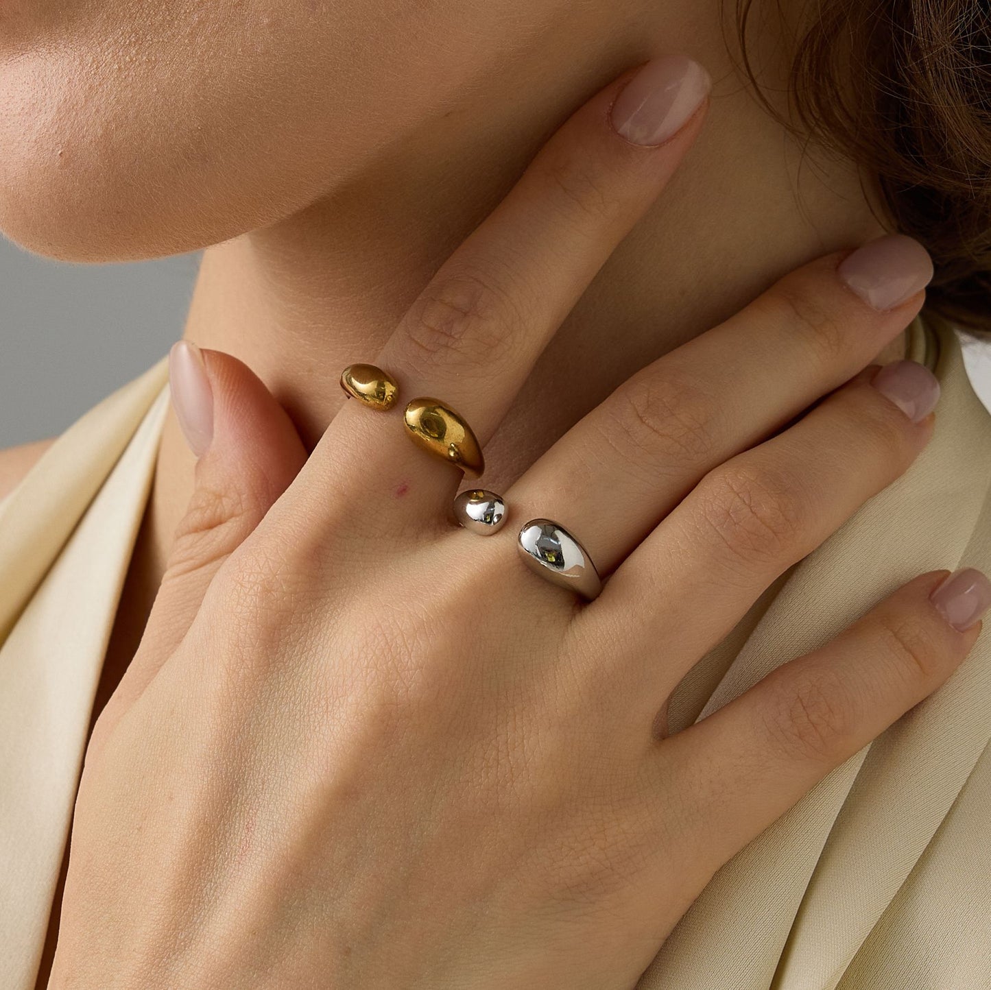 Women's Polish Electroplated Stainless Steel Short Stout Rings