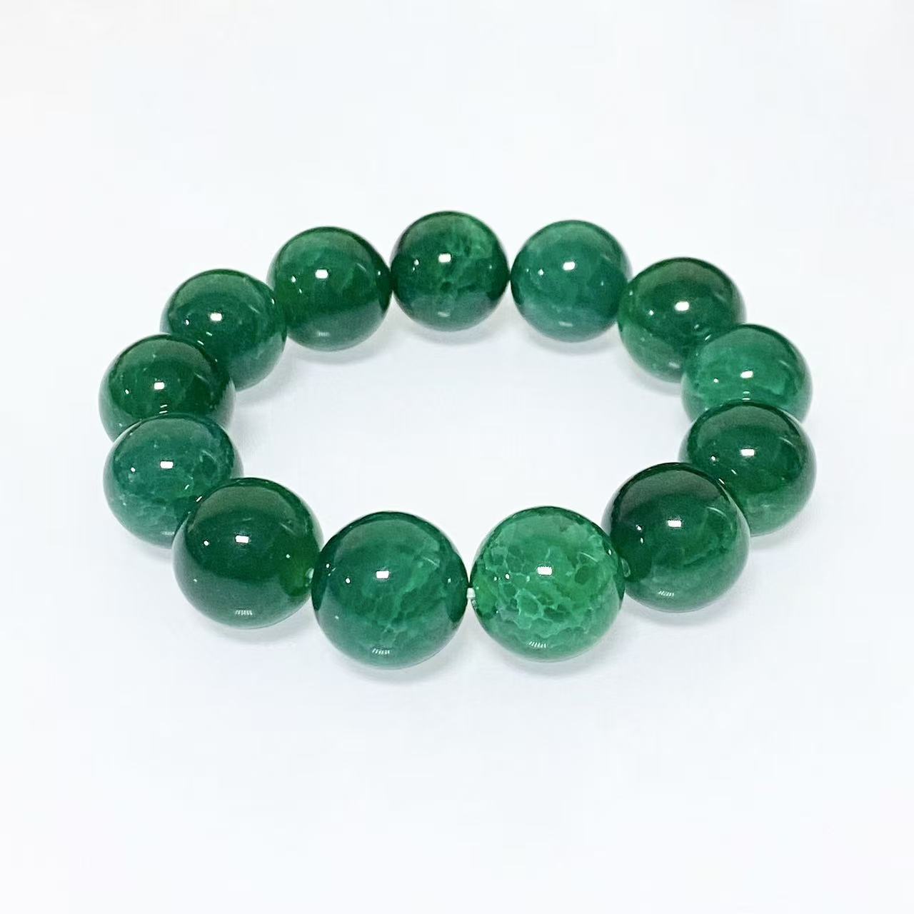 Women's & Men's Dragon Pattern Agate Single Circle Round Beads Life Scale Texture Bracelet