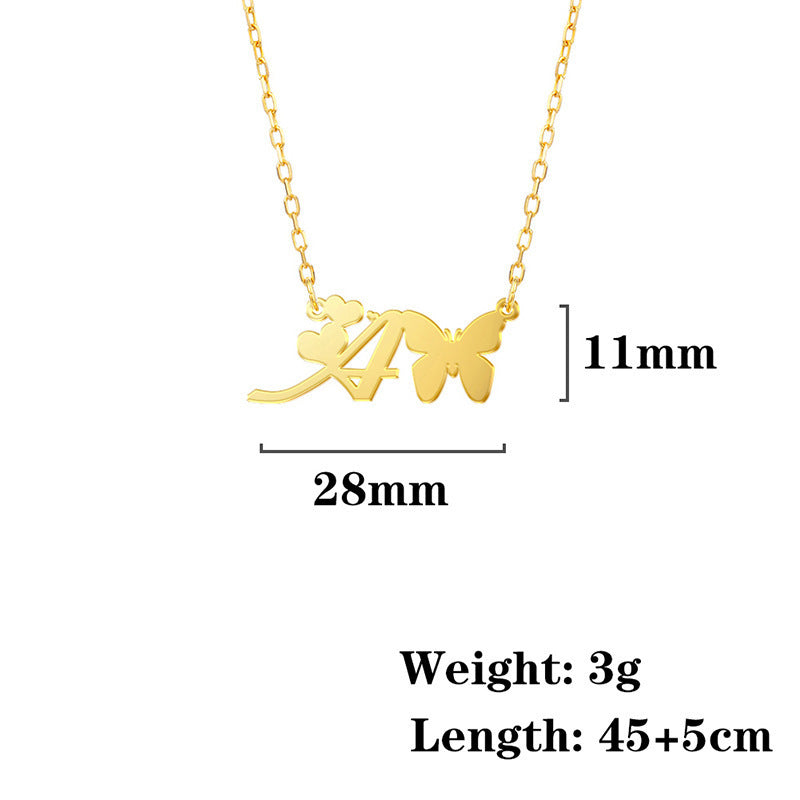 Stainless Steel Butterfly Love Letter High-grade Clavicle Pendants