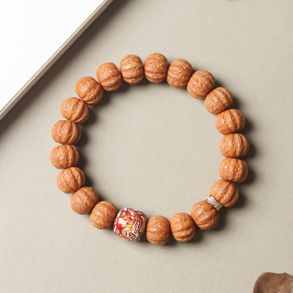 Monkey Head Walnut Glossy Love Fart Peach Single Bracelets