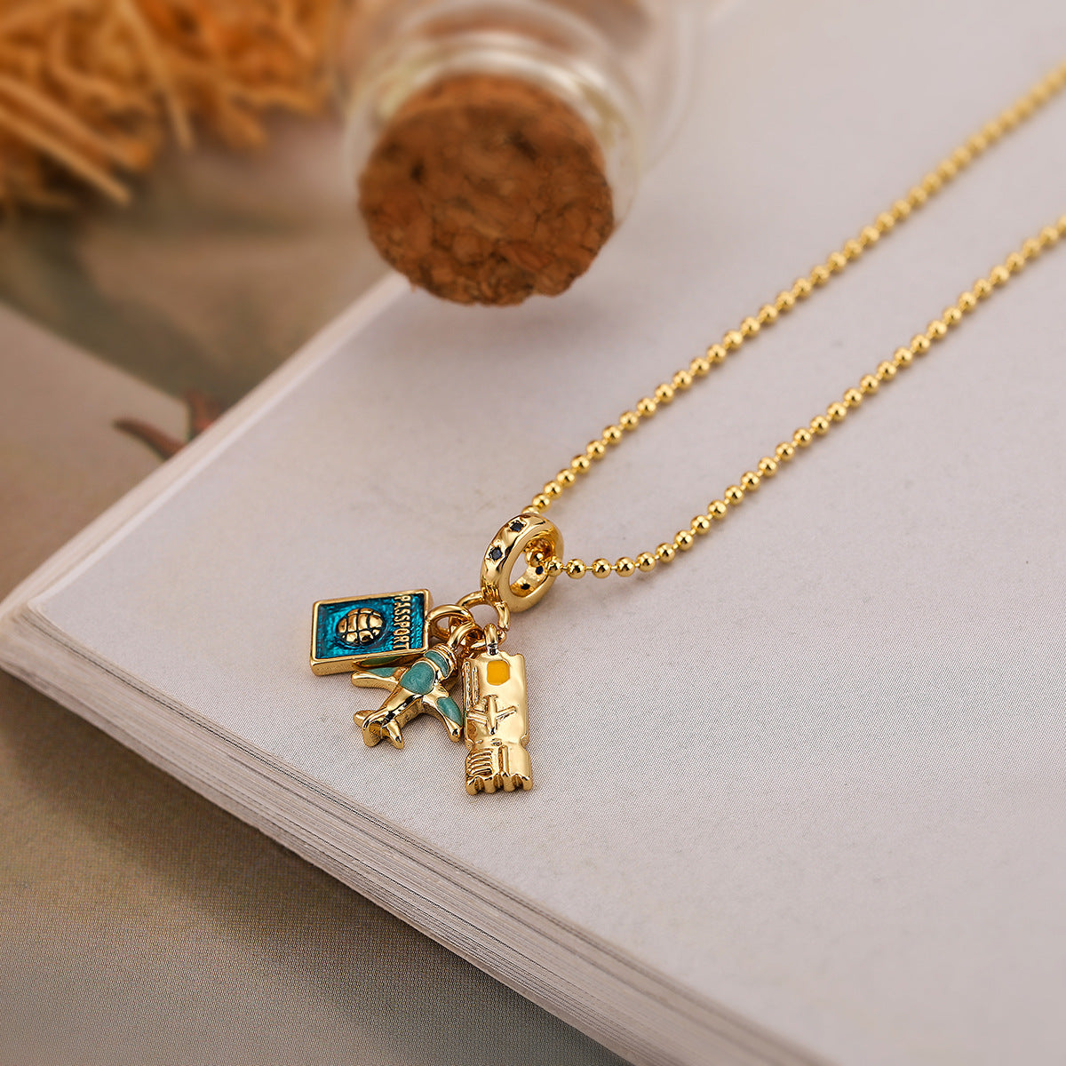 Plated Zircon Camera Passport Female Niche Pendants