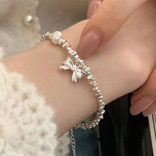 Small Pieces Of Sier Bow Pearl Female Summer Simple Bracelet