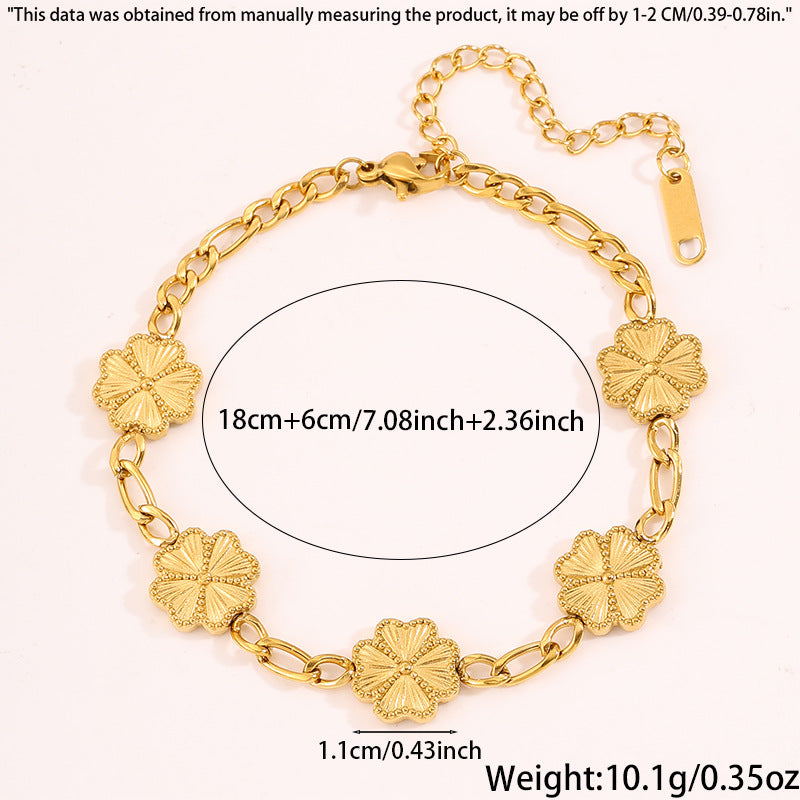 Colorfast Leaf Diamond Four-leaf Clover Female Bracelets