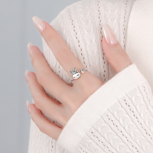 Women's Vintage Rabbit Distressed Safe Opening Gift Rings