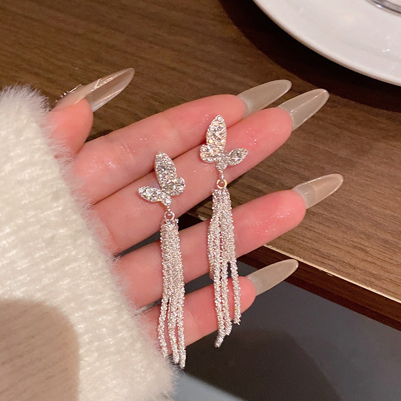 Women's Sparkling Long Fringe Light Luxury Minority High-grade Earrings