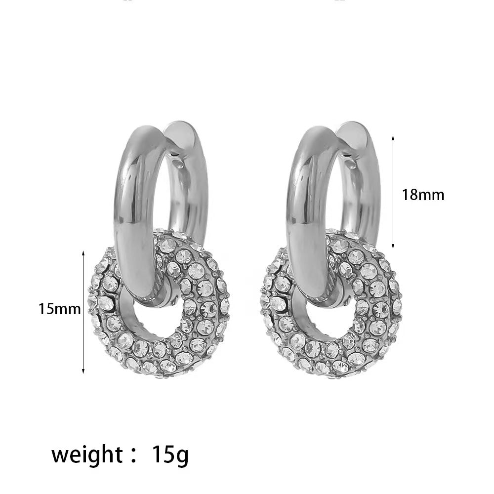 Women's French Retro Simple Gold Stainless Steel Full Earrings