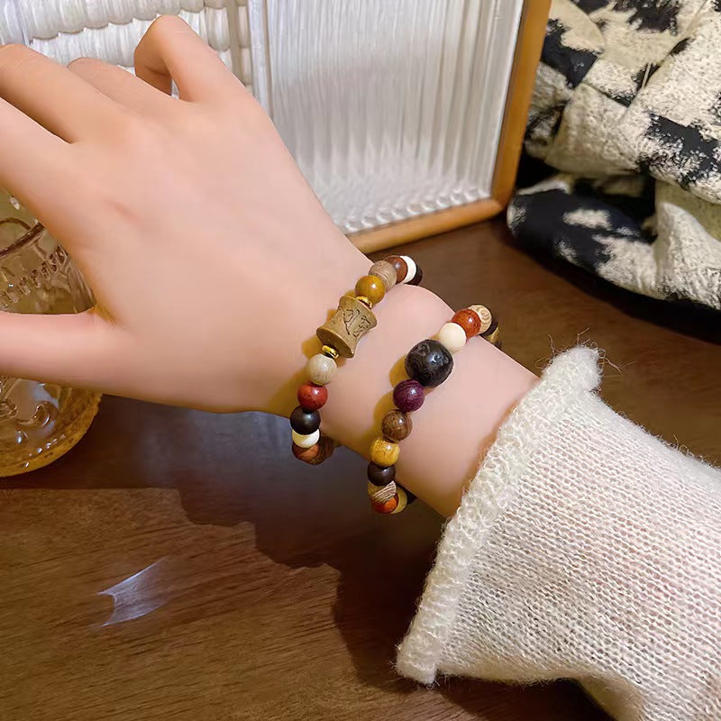 Women's Chinese Style Root Wooden Beaded Retro Bracelets