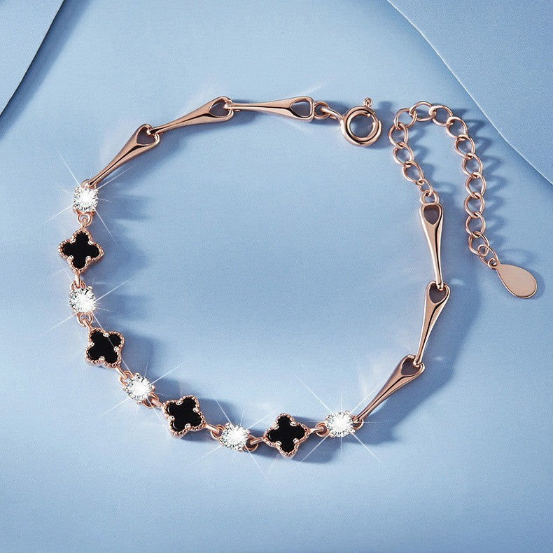 Black Diamond Clover Female Graceful Chain Bracelets