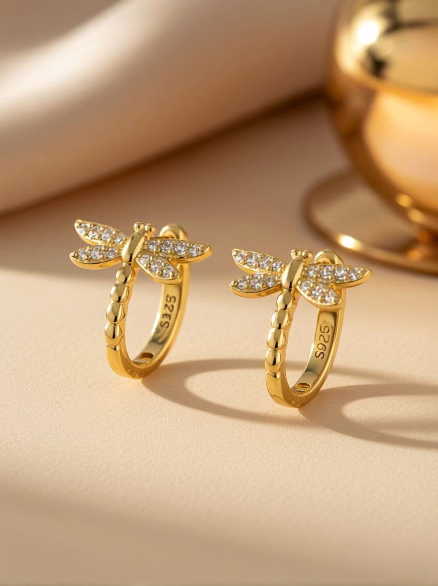 Elegant Dripping Small Dragonfly Hoop Versatile Rings