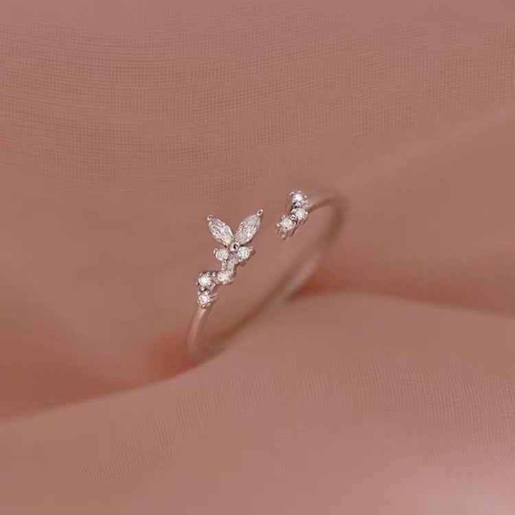 Sier Star Moon Design Simple Opening Ring