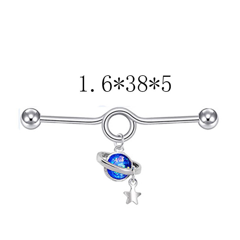 Pole Personality Planet Simple Popular Five-pointed Star Long Brush Holder Earrings