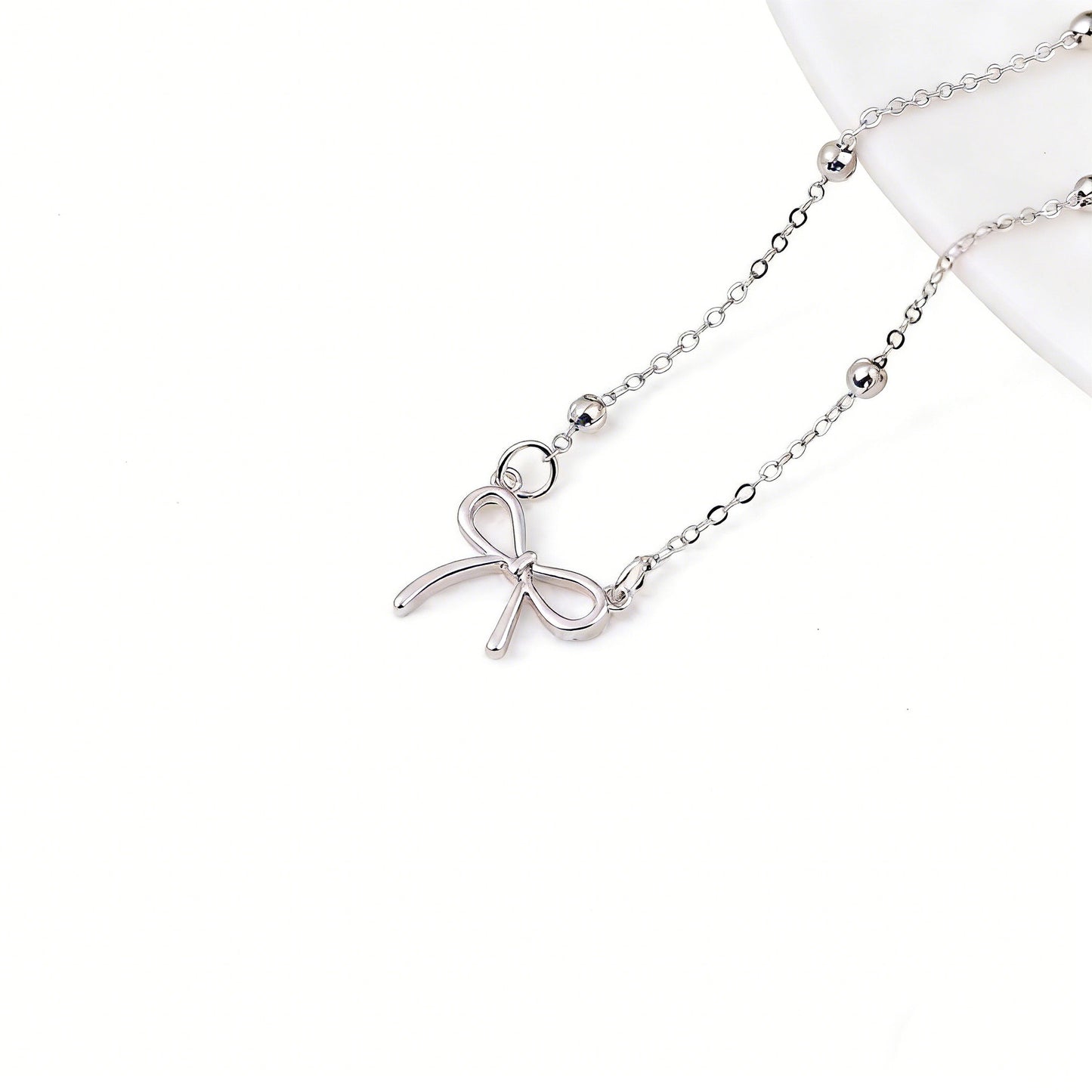 Women's Fresh Sweet Bead Bow Temperament Wild Simple Clavicle Chain Necklace