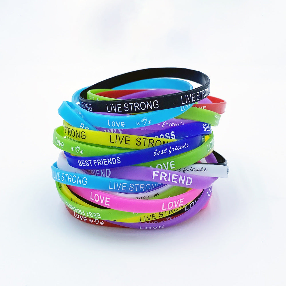 Color Sports Style With Letters Fashion Printing Rubber Bracelet