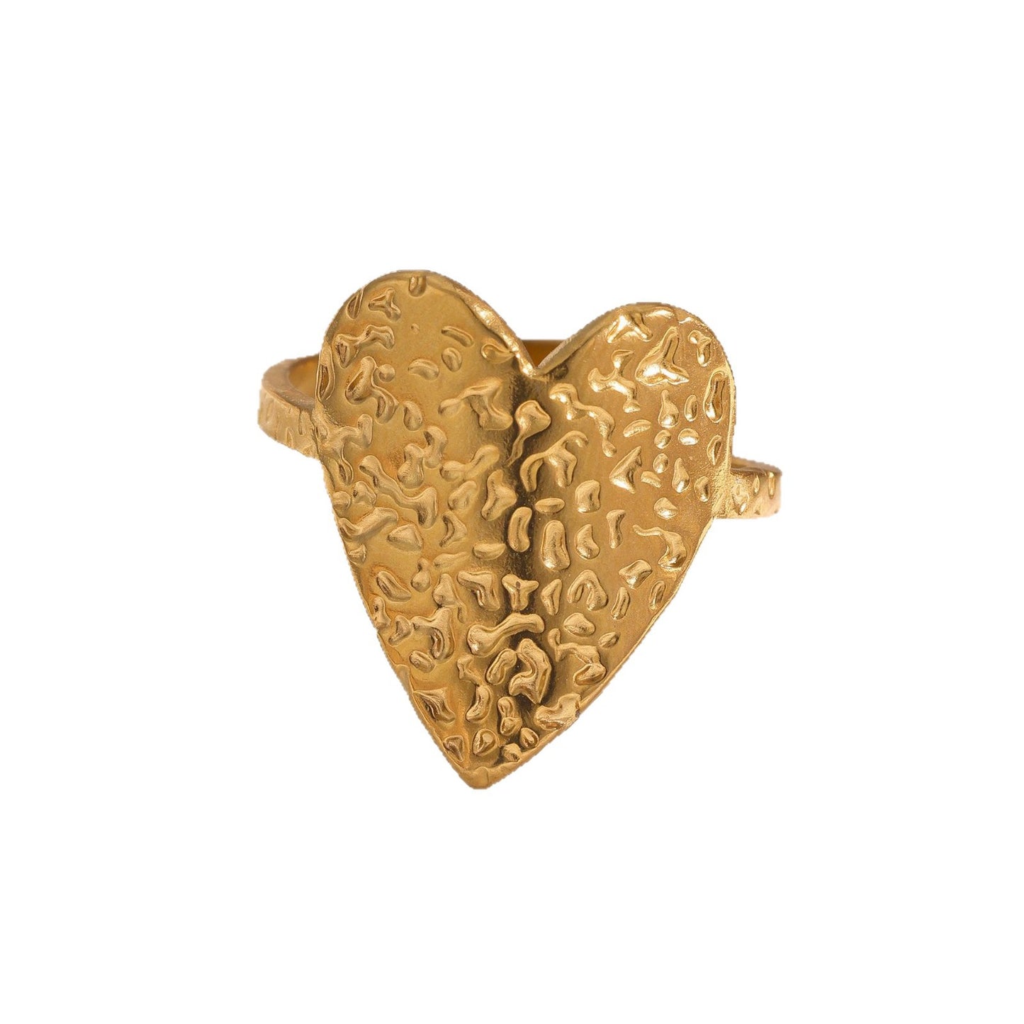 Wind Fashion Texture Leaves Open Adjustable Female With Hearts Gold Rings