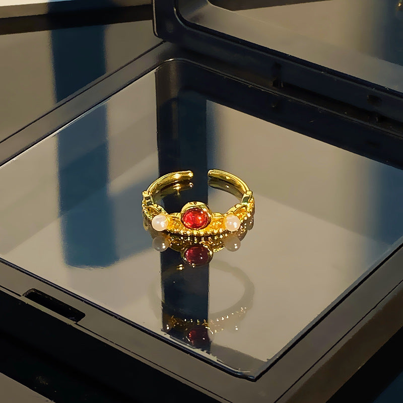 Retro Affordable Luxury Western Region Lace Hollow Out Rings