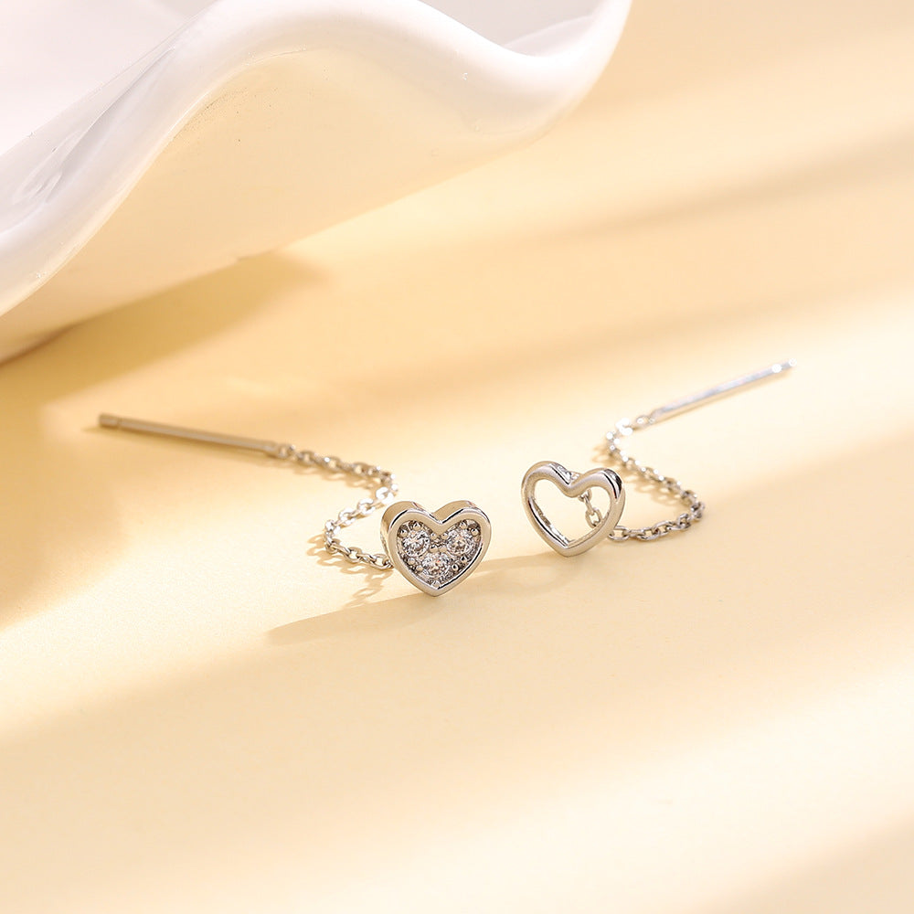 Heart Zircon Sweet Temperament Super Heart-shaped Ear Line
