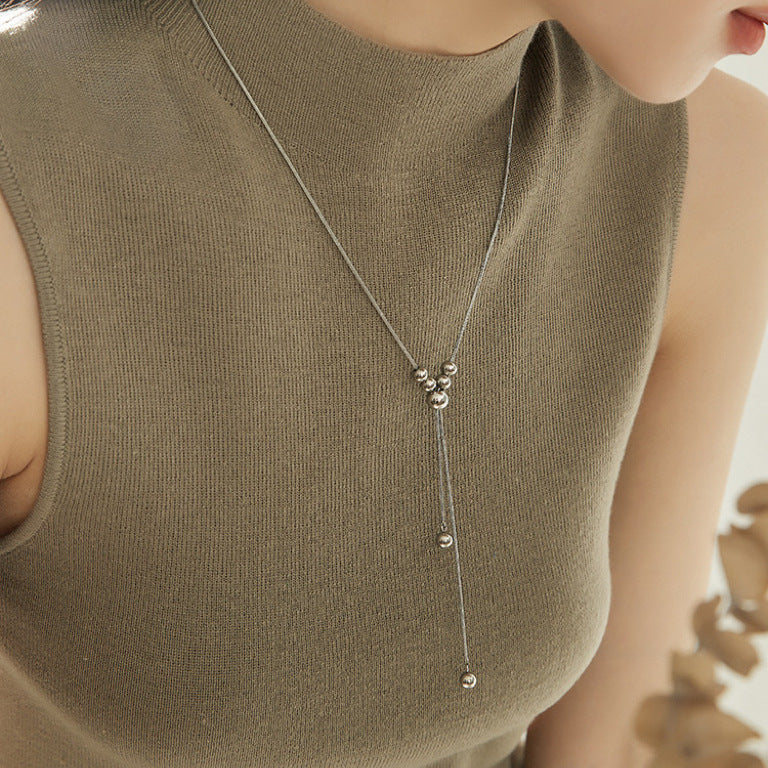 Women's No Fading Beaded Pull-out Adjustable Long Simple High-grade Tassel Necklaces
