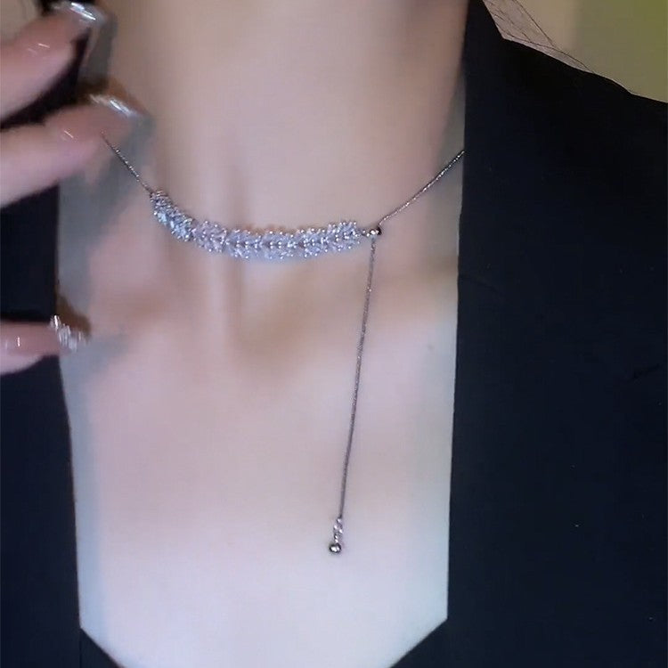 Women's Niche Design Crystal Wheat For Simple Graceful Cold Style Clavicle Necklace