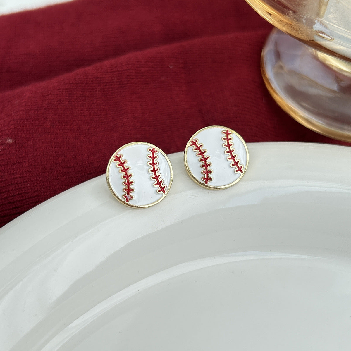 Sports Game Baseball Element Bow Love Heart Long Fringe Rings