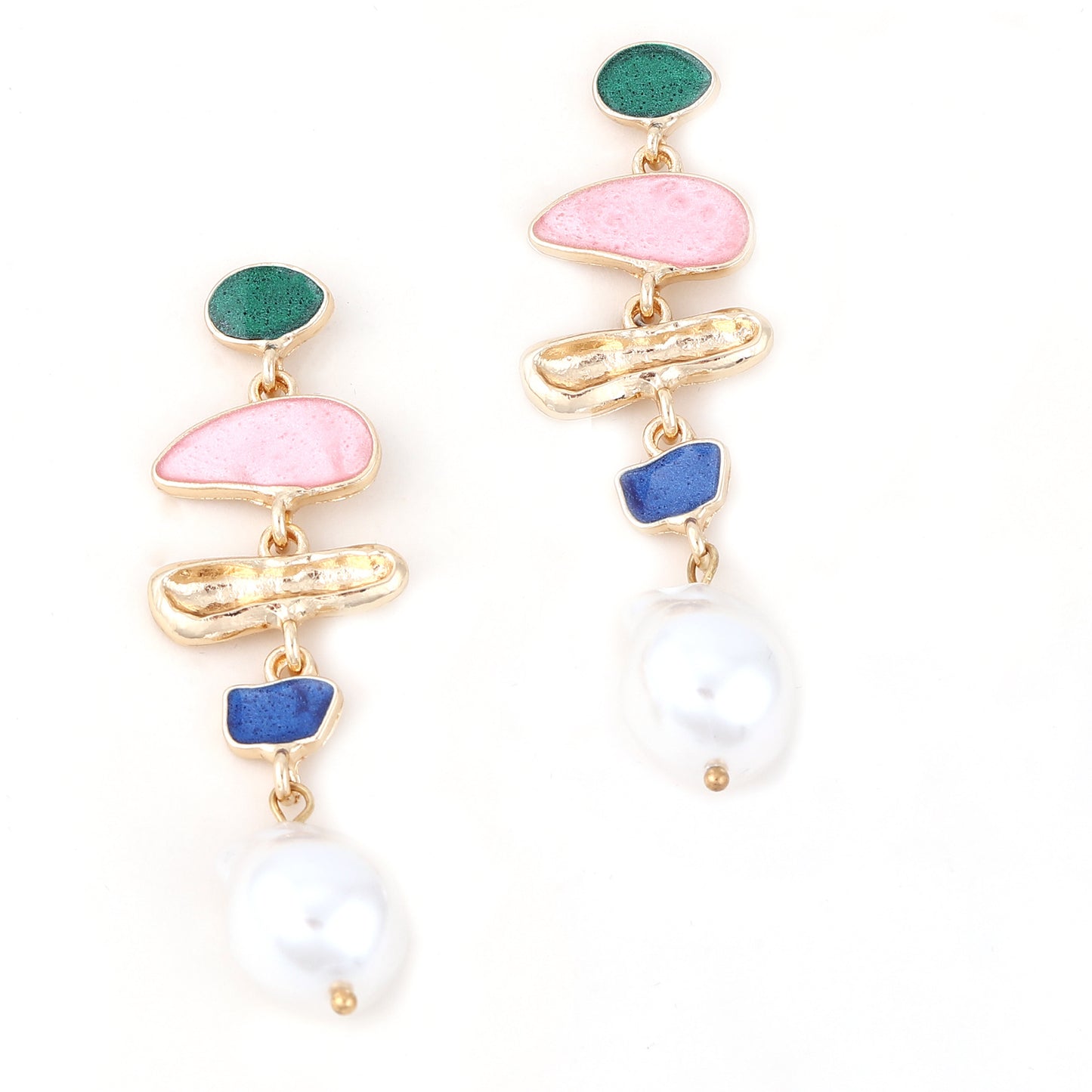 Fashion Irregular Geometric Inlaid Pearl Fresh Girly Earrings