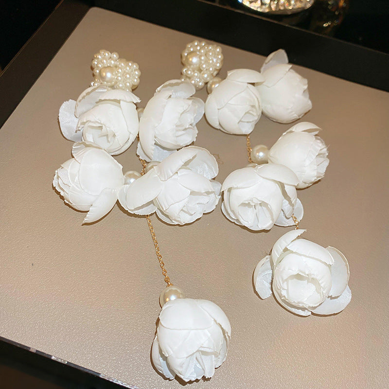 Needle Raffia Fabric White Flower Light Luxury Rings